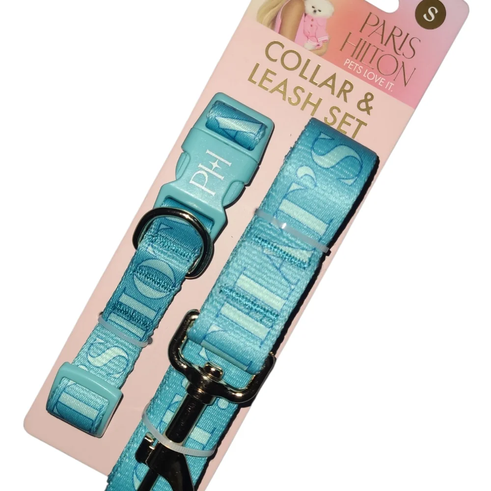 Paris Hilton THAT'S HOT Turquoise Collar & Leash Set